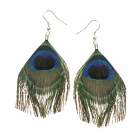 Øreringer påfugl fjær